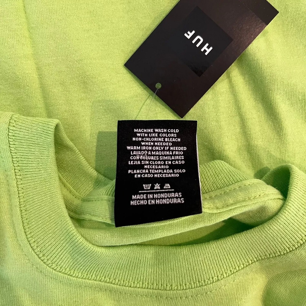 HUF‎ Worldwide T-Shirt Men's Size M Lime Green Flower Logo Graphic Tee New NWT - Picture 10 of 10